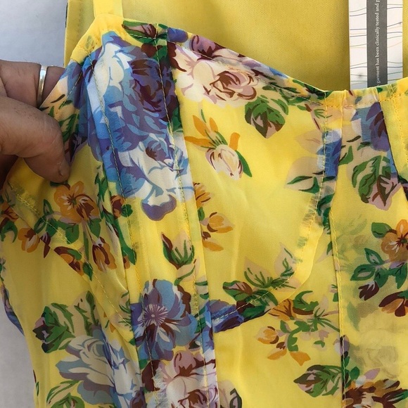 NWT TULLE Womens large Sleeveless Yellow Floral Boning Waist dress (runs small) - Picture 4 of 8